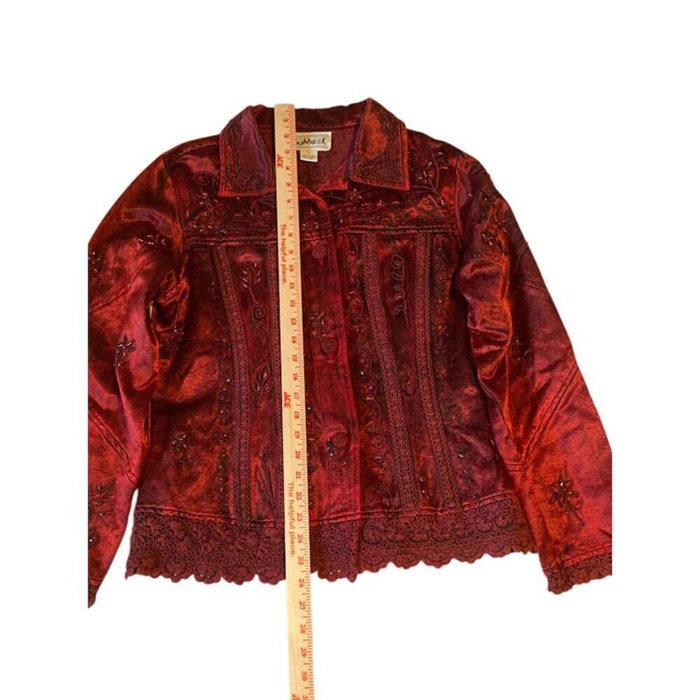Vintage Flashback Jacket embroidery beads lace mid-weight unlined women's Large - Picture 10 of 12